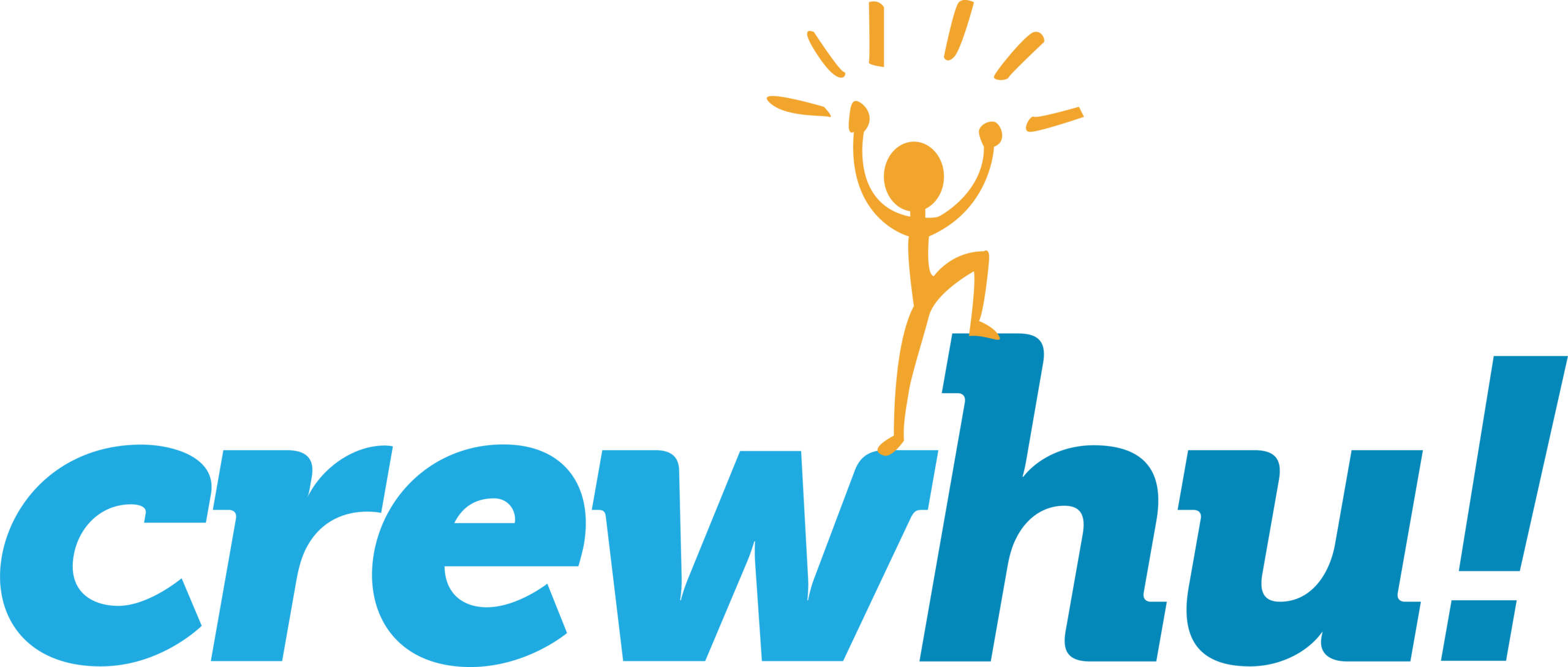 Crewhu logo depicting a person celebrating and the Crewhu name, showcasing partner feedback platform.